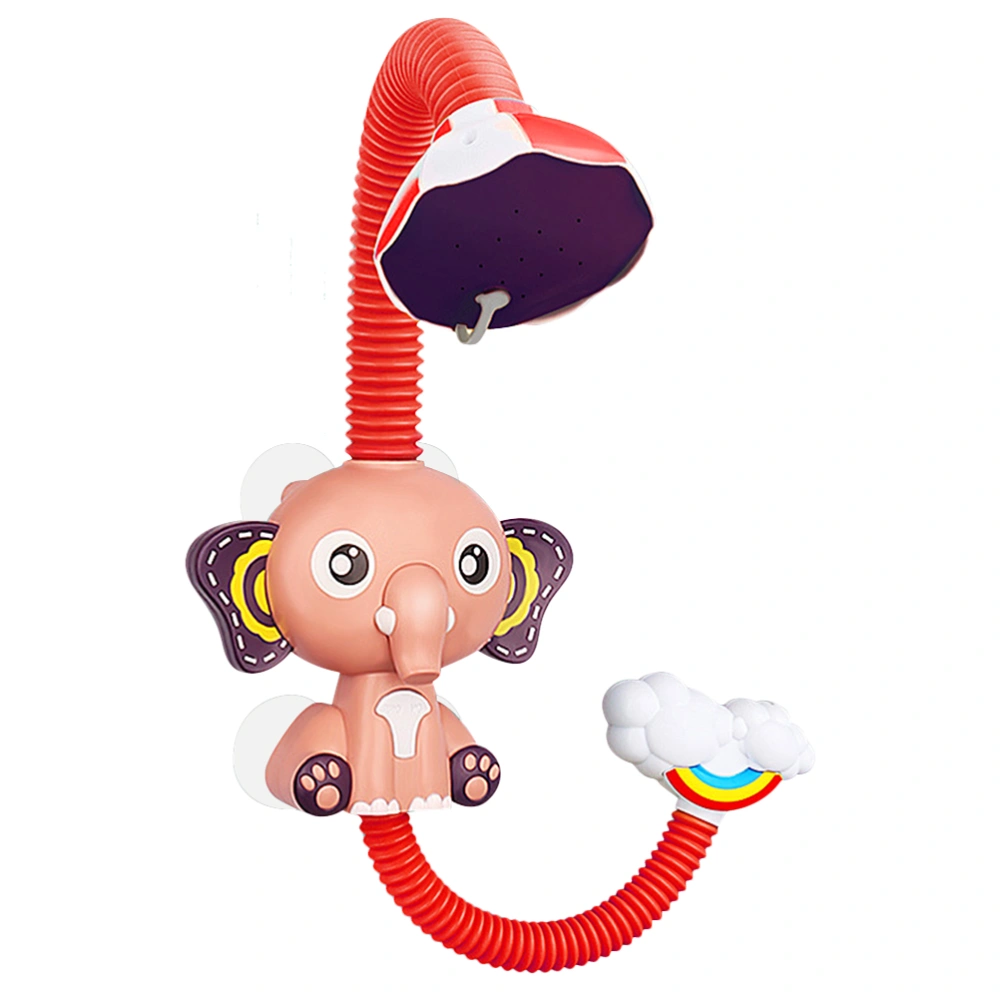 1PC Cartoon Elephant Shower Head Toy Electric Spray Water Sprinkler Toy Funny Baby Bath Game Toy for Baby Playing Without Battery Red