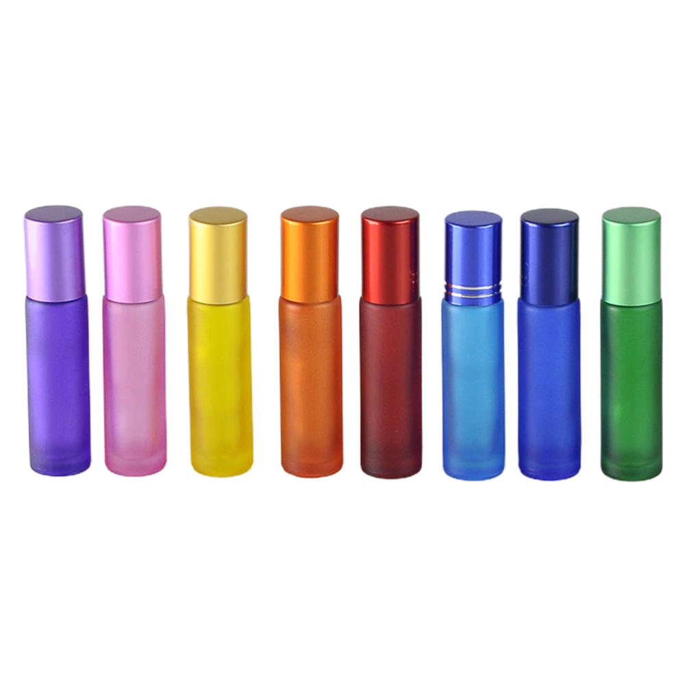 12pcs 10ml Empty Roll-on Bottle Plastic Steel Beads Essential Oil Bottle Portable Sub Bottle Anti-leak Small Sample Bottle for Home Use (Colorful)