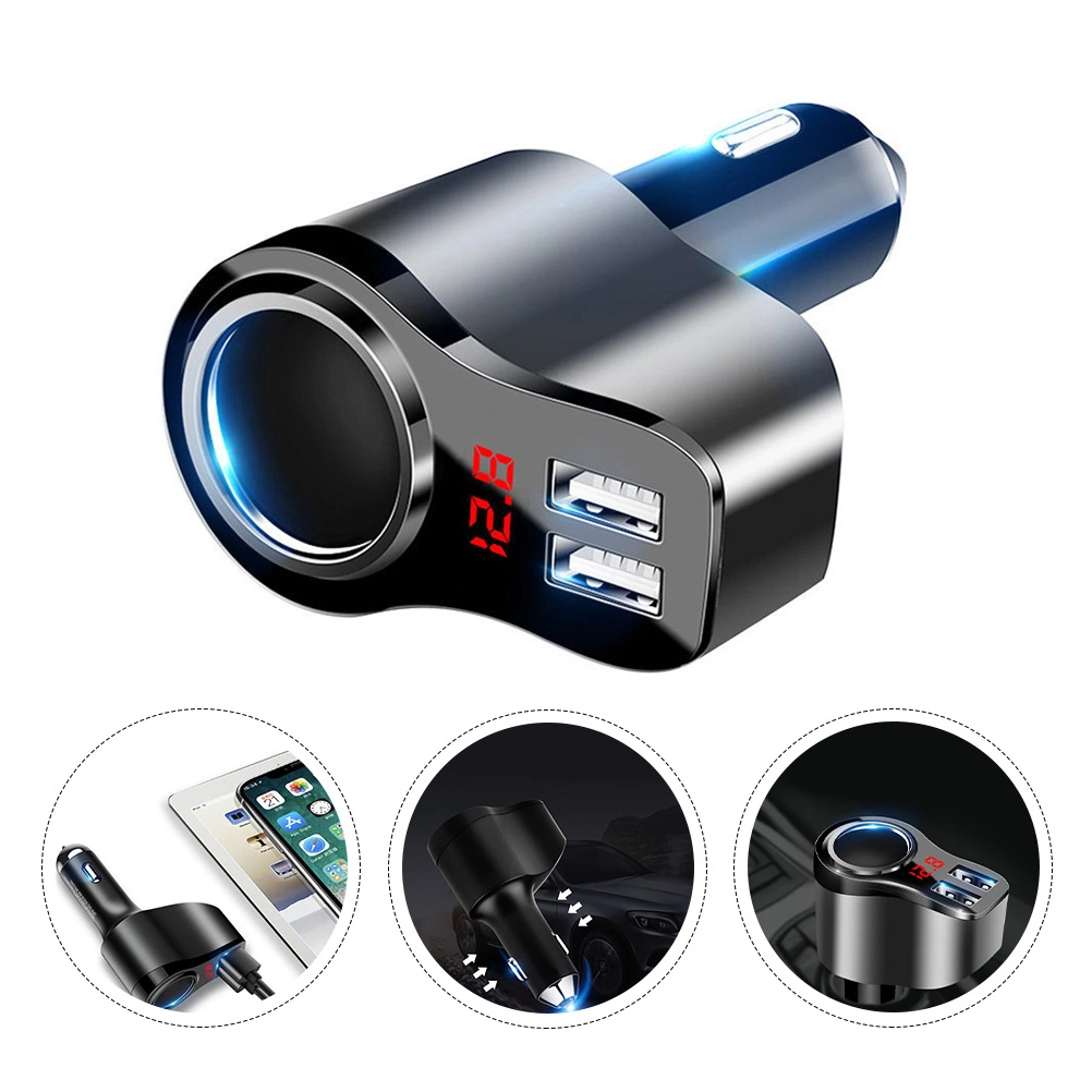 Car Phone Charger Dual USB Digital Display Fast Charger Adapter Charging Device