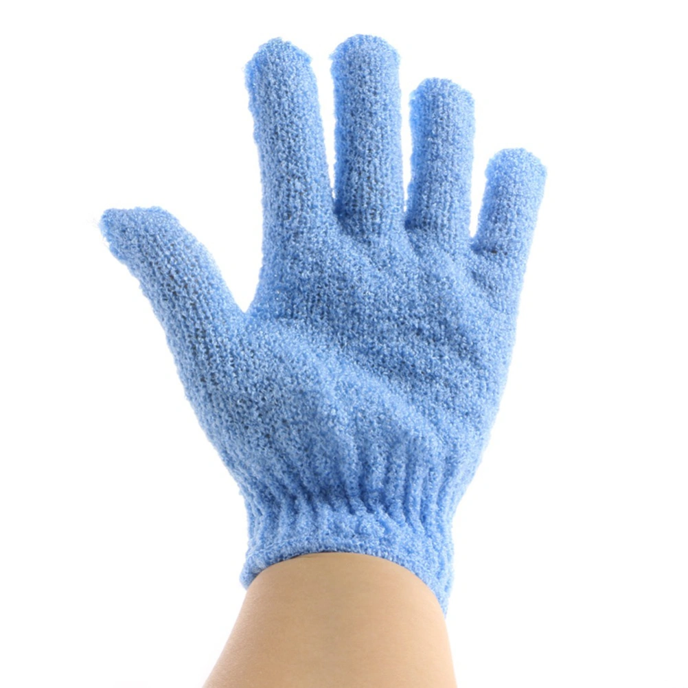 2pcs Shower Exfoliating Bath Gloves Nylon Shower Gloves Body Scrub Exfoliator for Men Women Kids (Blue)