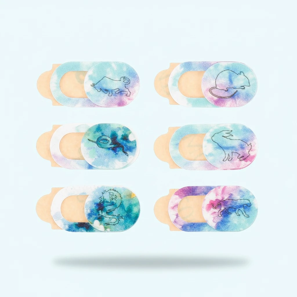 6pcs Webcam Cover Pc Camera Protective Cover Animals Printed Camera Cover Slide