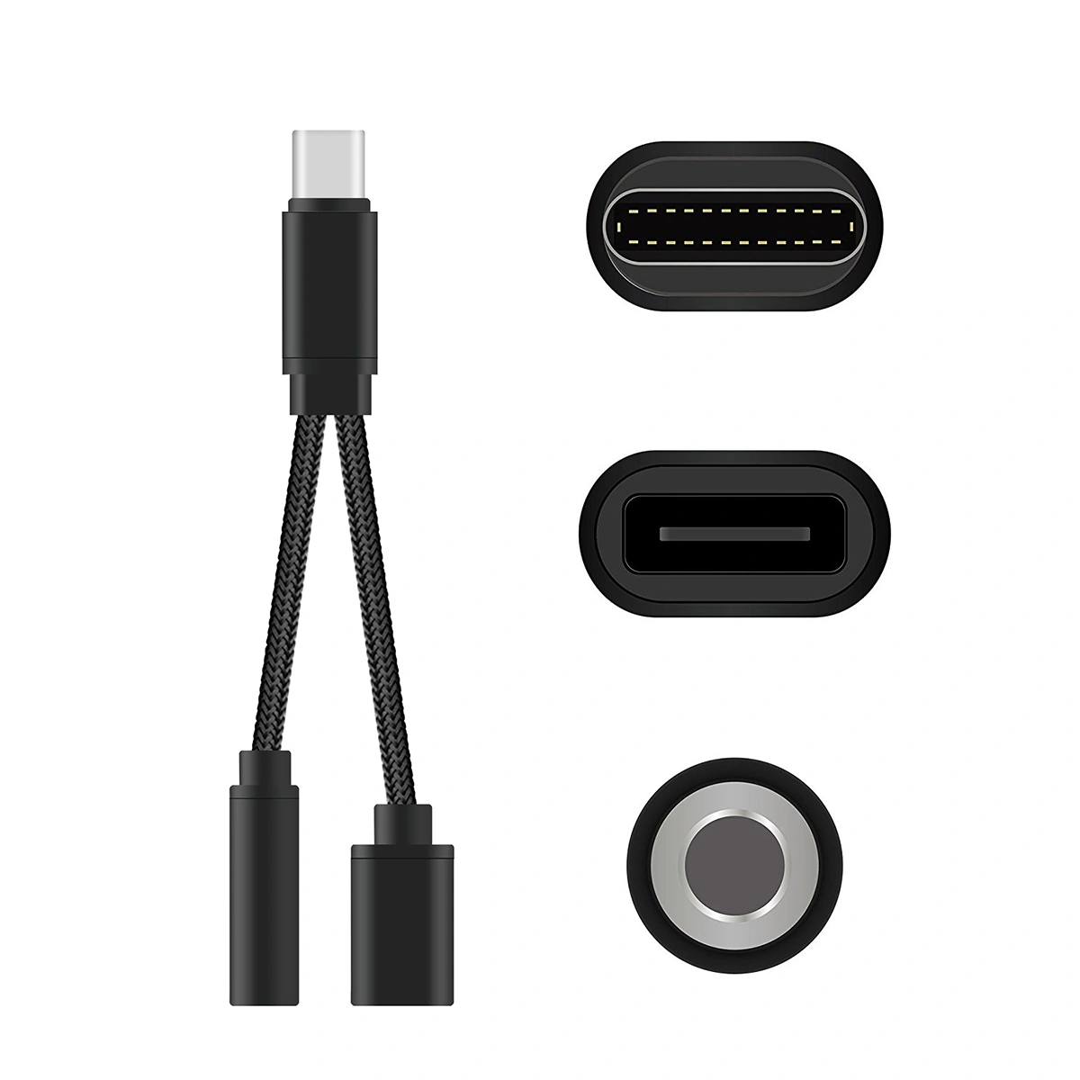 2 in 1 USB-C to 3.5mm Audio Adapter Type C Cable 3.5mm Audio Jack Headphone Adapter Converter