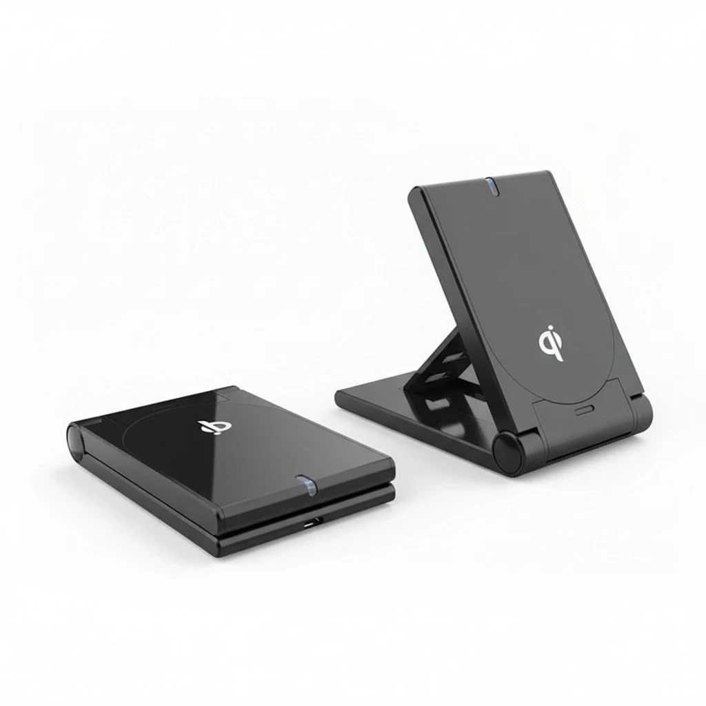 Q11 5W Foldable Wireless Charger Quick Charging Fast Charger QI Wireless Charger Foldable Stand for Android iOS Other QI Devices (Black)