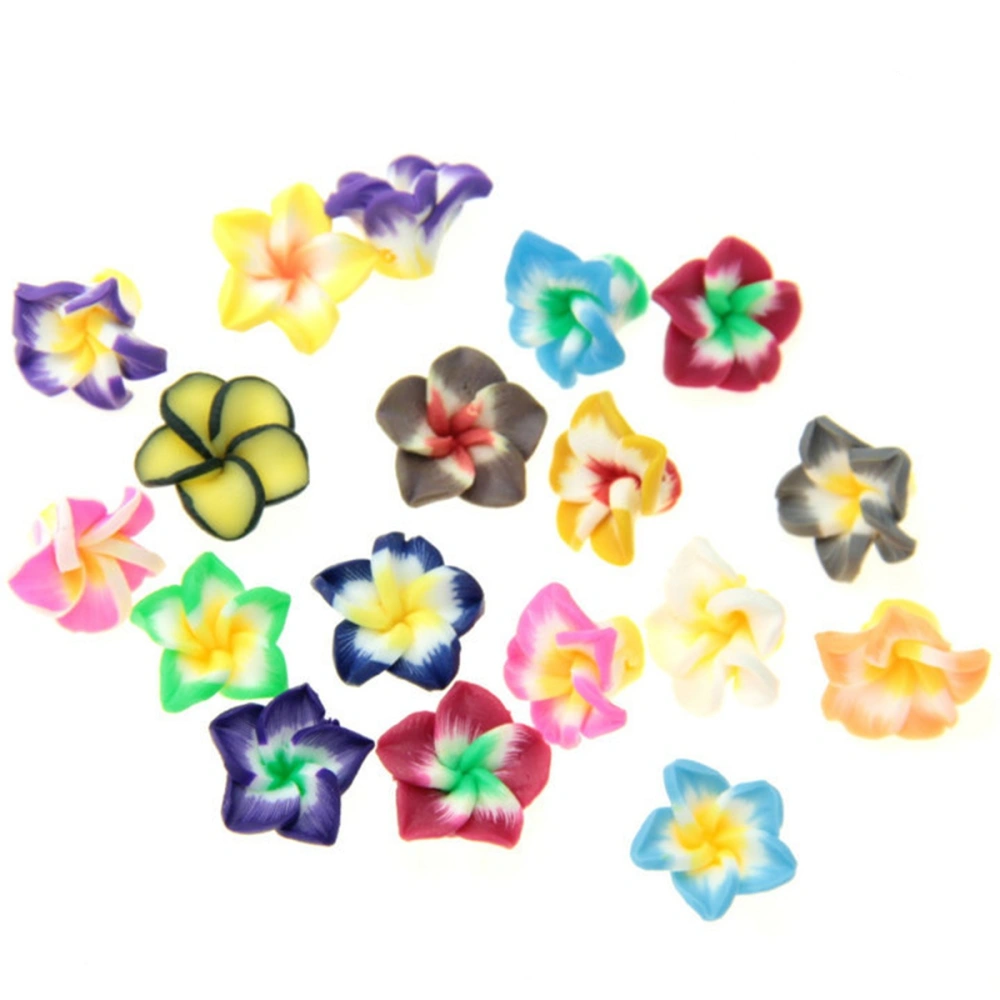 20pcs Polymer Clay Plumeria Flower Hair Decoration Barrettes Phone Case Decor Accessories for Beach Party Wedding 16 mm (Random Color)