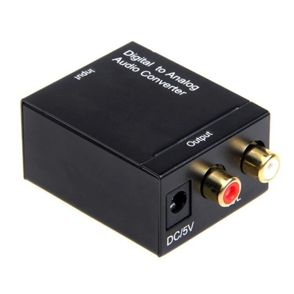 Digital Signal to Analog Signal Audio Converter Audio Switch Box with USB Power Supply Cable and Optical Fiber Cable Black