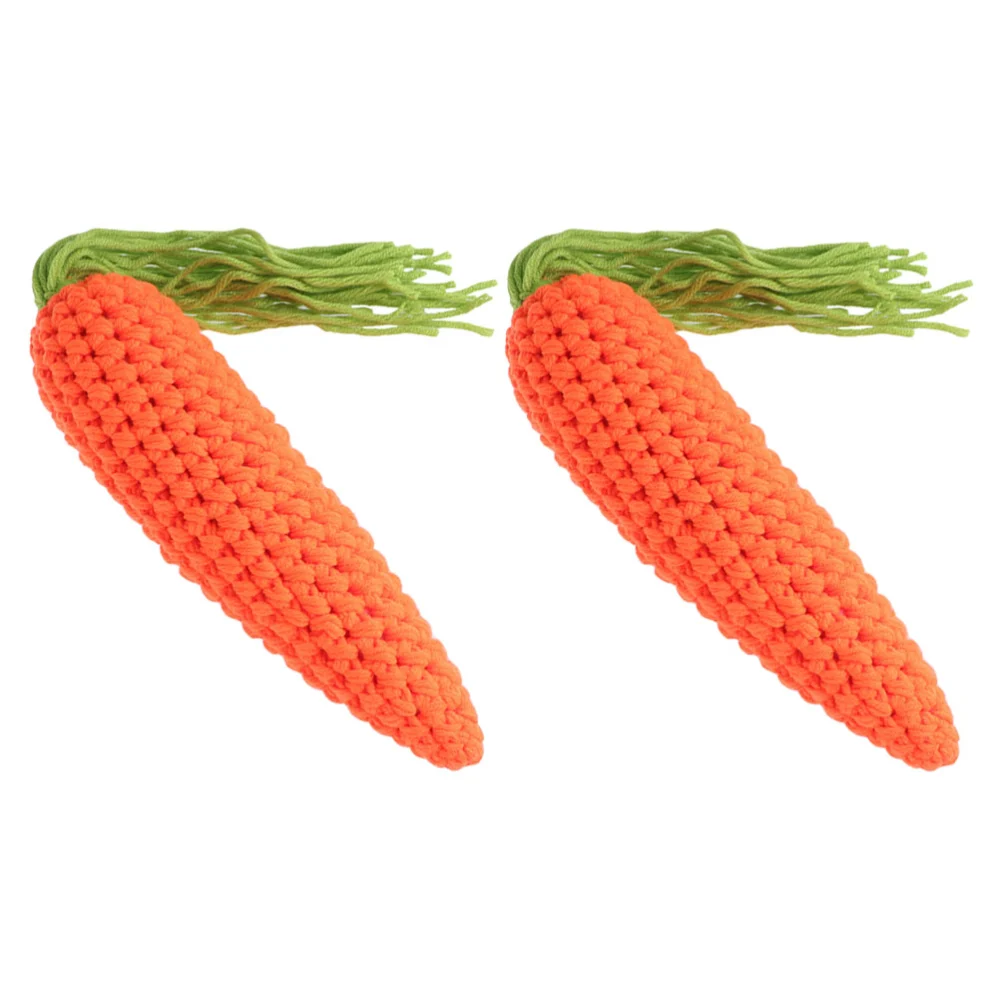 2pcs Woolen Yarn Carrot Crochet Knit Vegetable Carrot Toy Photo Photography Props