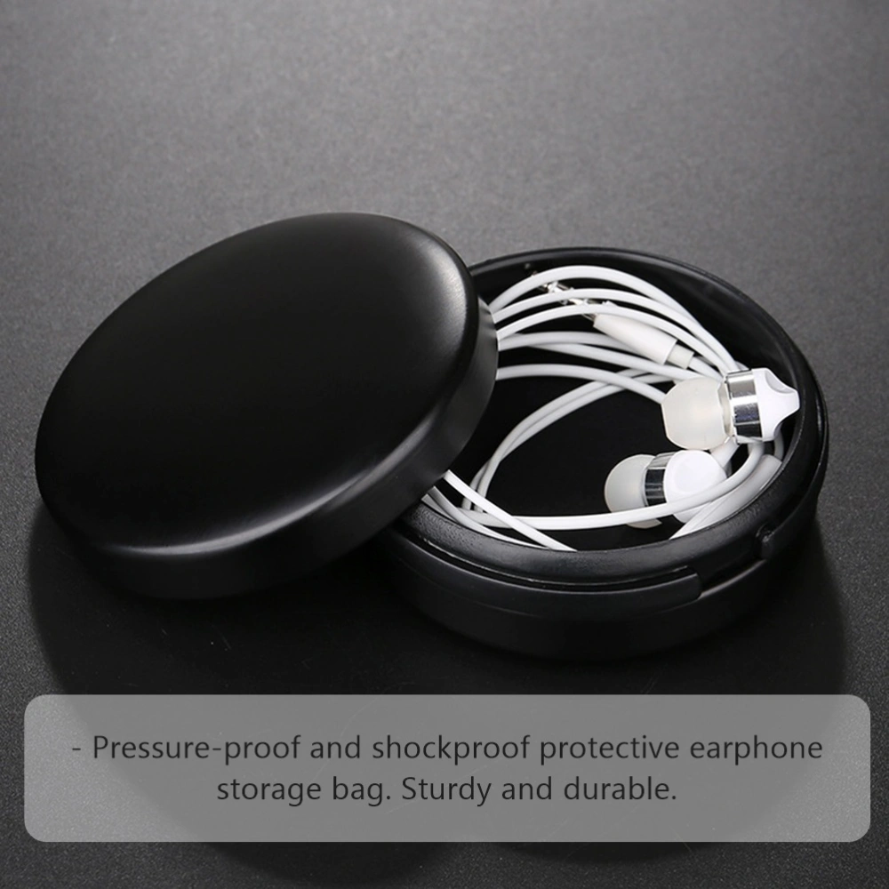 1Pc Metal Crush Resistance Headphone Storage Bag Portable Storage Case (Black)