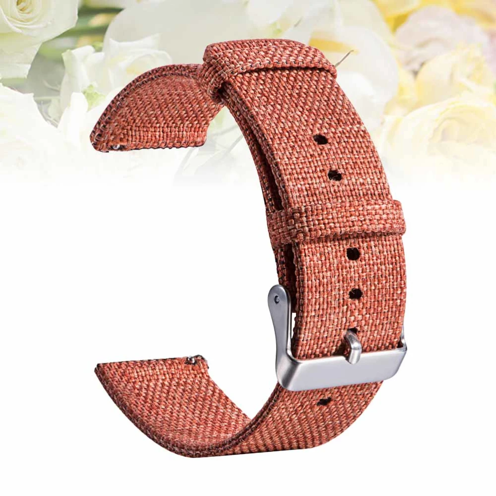 1pc Nylon Canvas Watch Band Watch Replacement Strap Watchband Wristband Compatible for Watch 42mm (Orange)