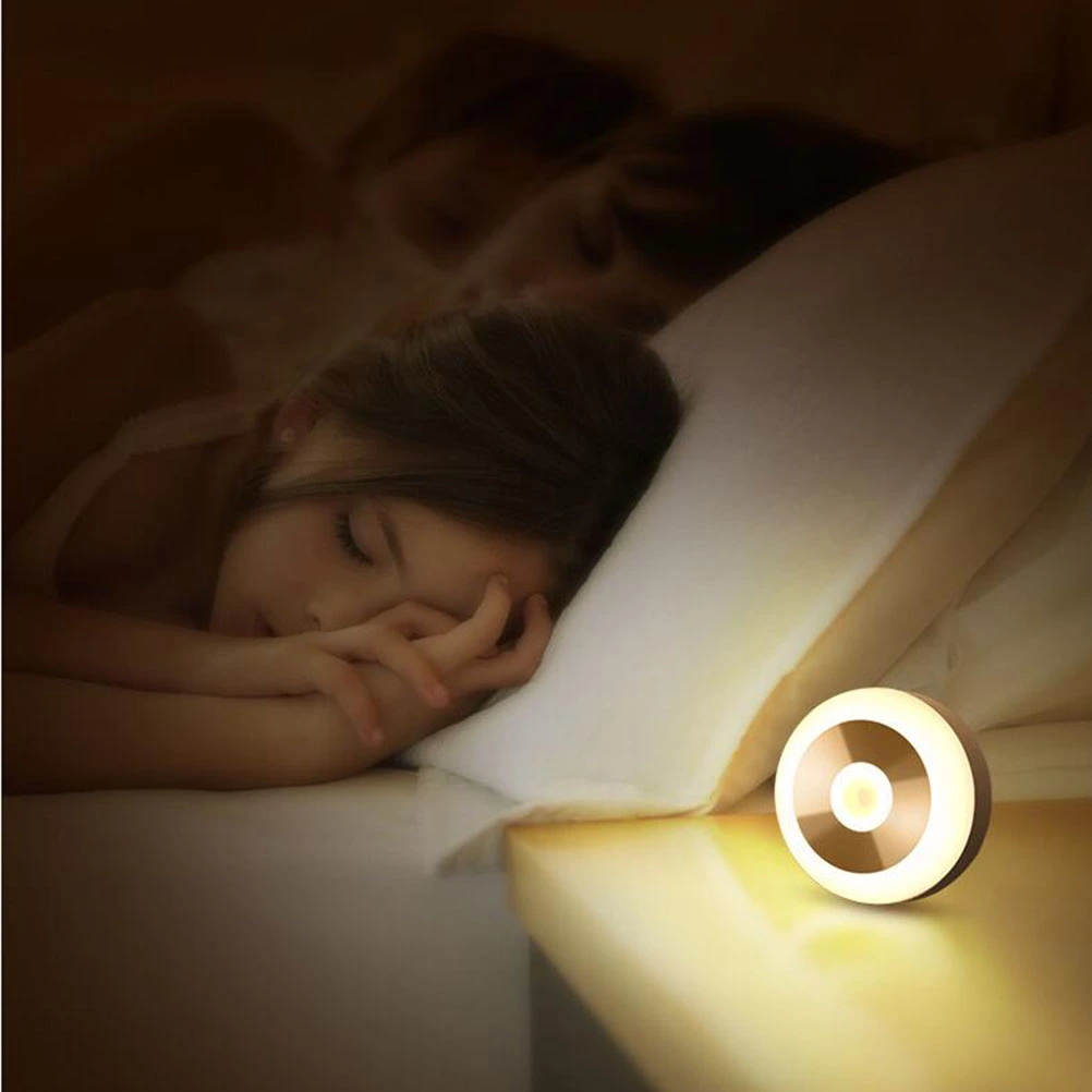 USB Rechargeable Smart Night Light Infrared and Photosensitive Sensor Corridor Wall Cabinet LED Light-Controlled Night Lamp (Warm Light)