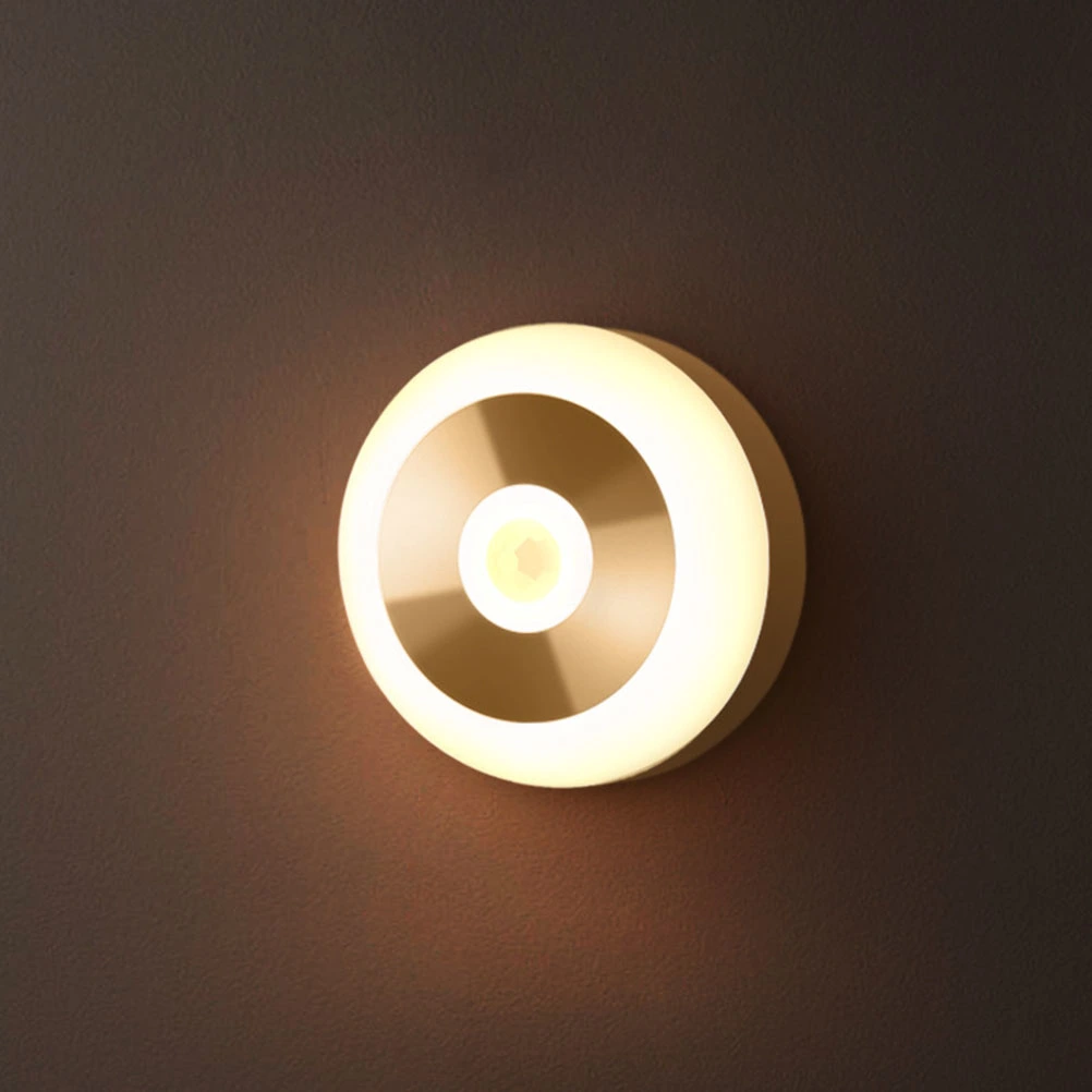 USB Rechargeable Smart Night Light Infrared and Photosensitive Sensor Corridor Wall Cabinet LED Light-Controlled Night Lamp (Warm Light)