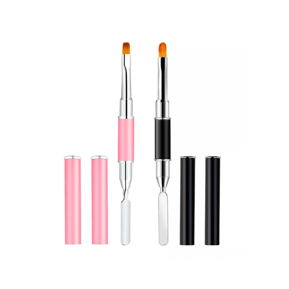 2Pcs Nail Glue Pen Multi Function Manicure Glue Pen Glue Brush Light Therapy Pen Manicure Tool (Pink + Black)