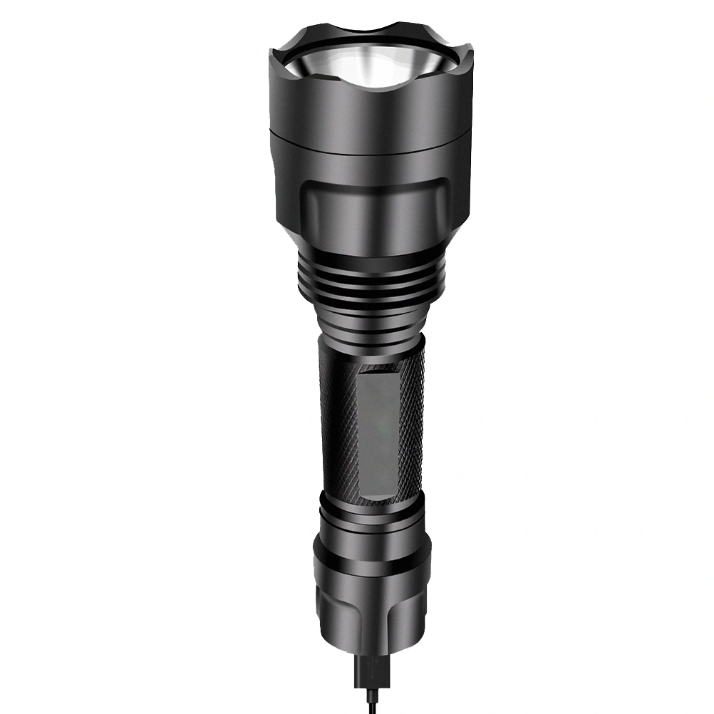 1PC LED Glare Flashlight Multi-purpose Waterproof Flashlight USB Charging Torch Outdoor Mini Torch for Outdoor Camping Hunting (Black)
