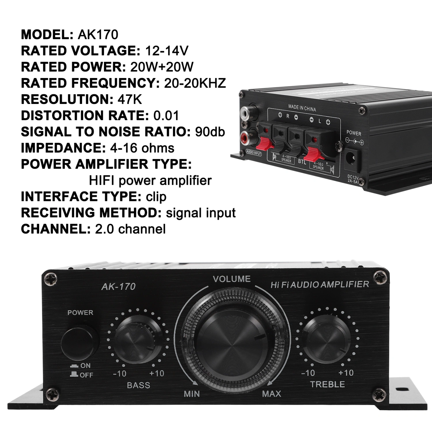 1pc Mini Digital Audio Amplifier Professional Wireless Sound Amplifier (Black)