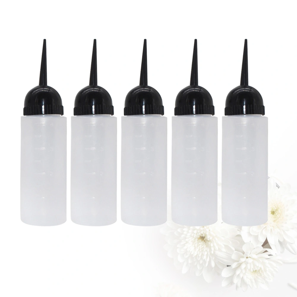 5pcs 120ml Hair Dye Bottles Refillable Oblique Nozzle Hair Coloring Container Shampoo Bottle for Salon