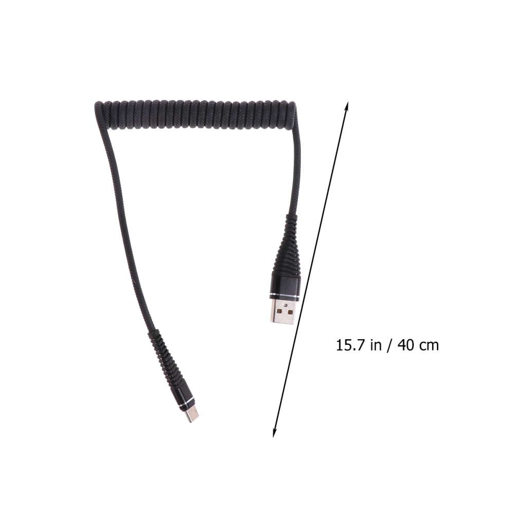 Telescopic Mobile Phone Charging Cable Portable Data Line Useful Data Transmission Charger for Android (Type-c, Black)