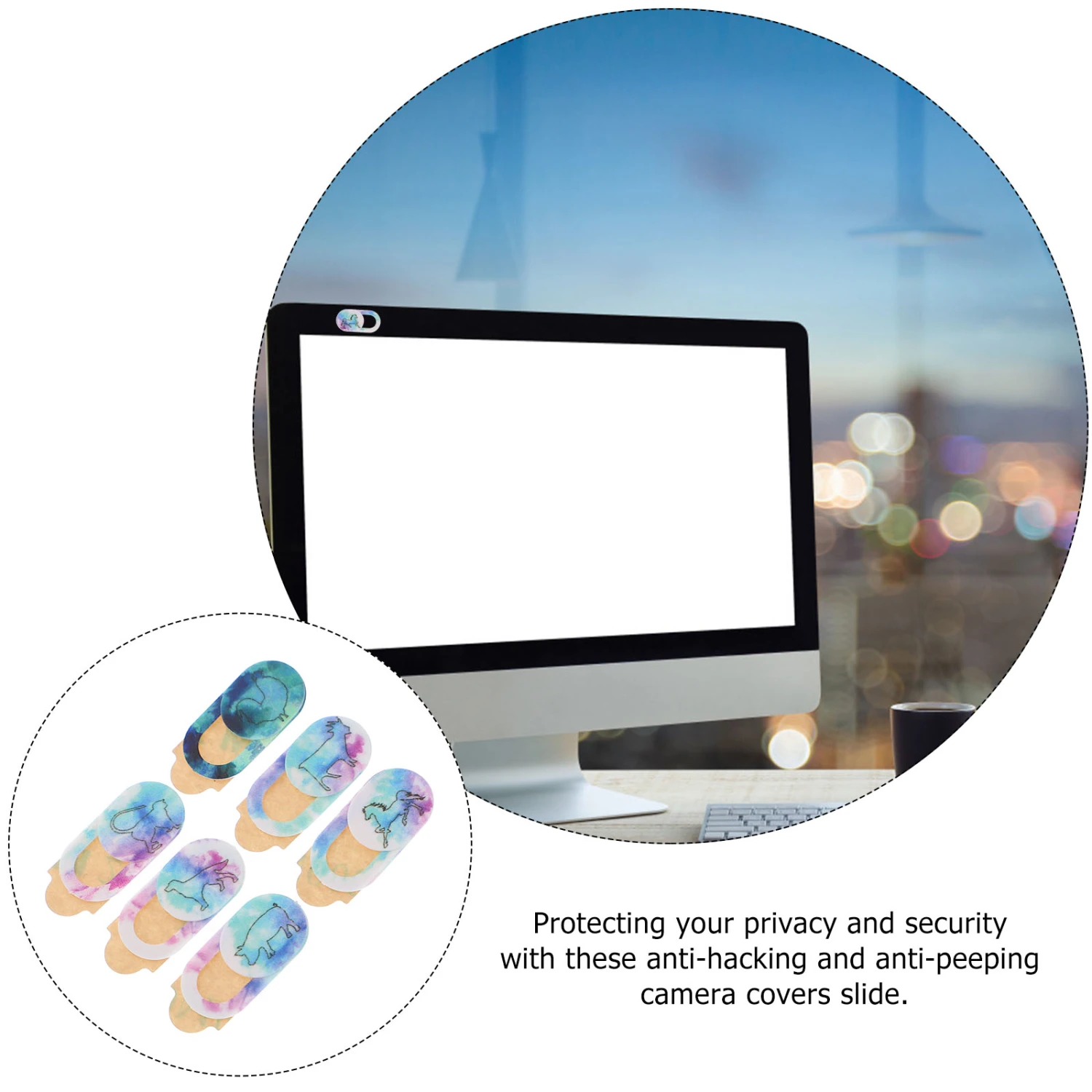 6pcs Webcam Cover Pc Camera Protective Cover Animals Printed Camera Cover Slide