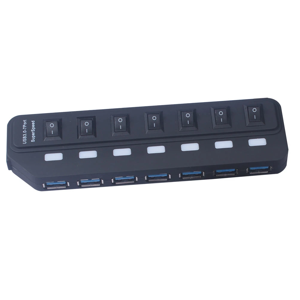 USB Hub 7-port Data Holder Hub Individual Switch USB 3.0 Data Holder Splitter