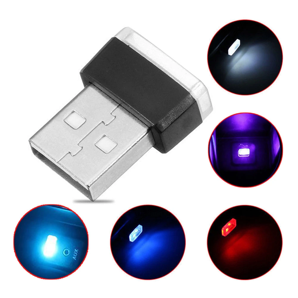 USB Lighting Interior Lights Atmosphere Light Universal LED Light for Car Vehicle (Red)