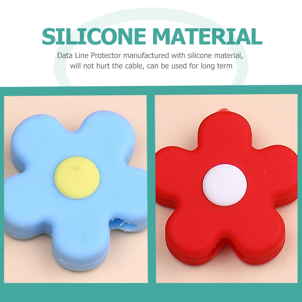 10pcs Adorable Cartoon Flower Designed USB Cable Plugs Protector Data Line Protectors