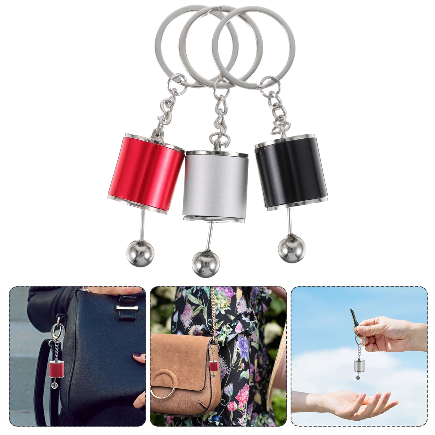 3pcs Keychain Gadgets Cool Key Chain Rings Car Key Keychain Decors Gear Shifter Keychains