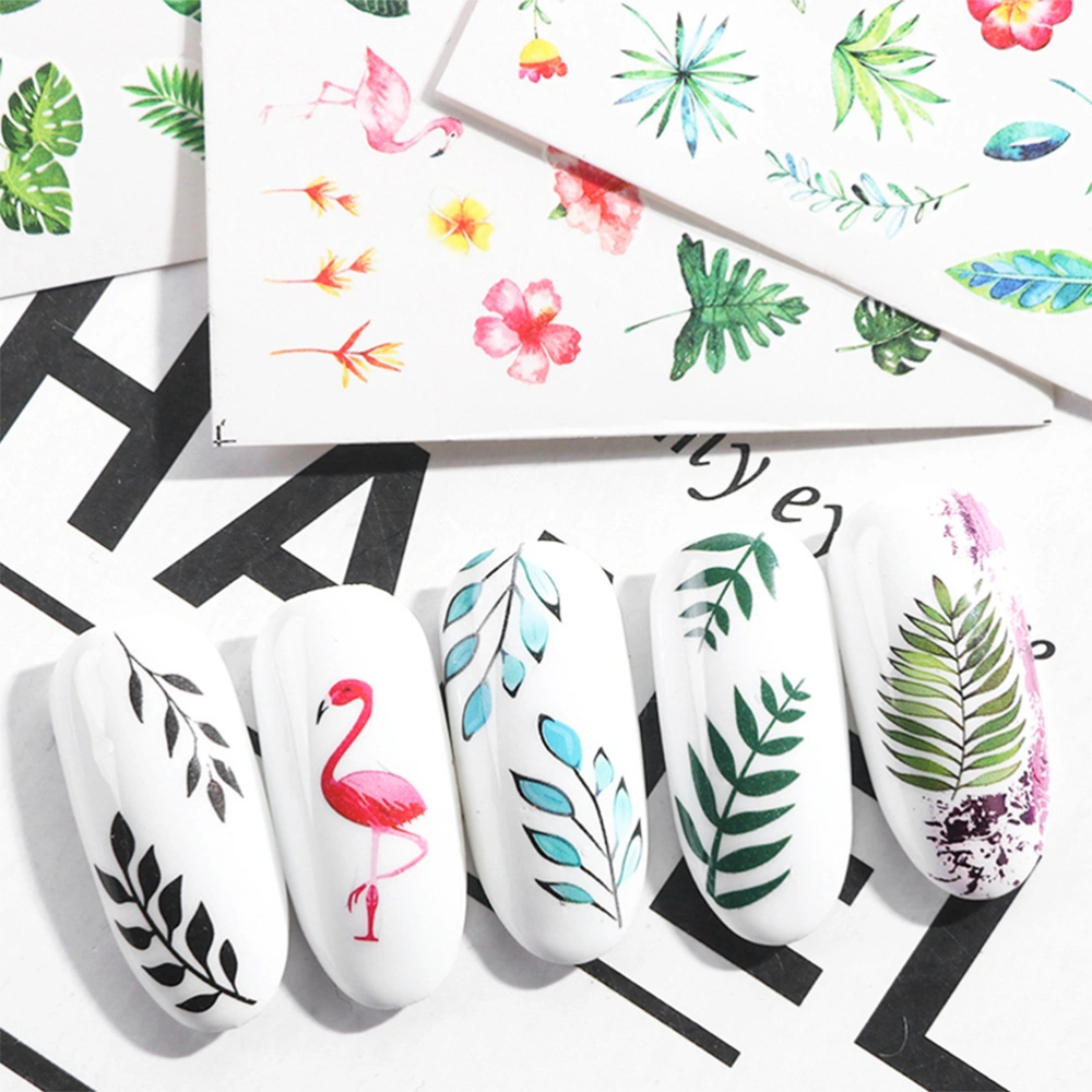 29pcs Nail Art Stickers Set Leaves and Flowers Nail Tip Decal DIY Self-adhesive Nail Sticker Manicure Decor