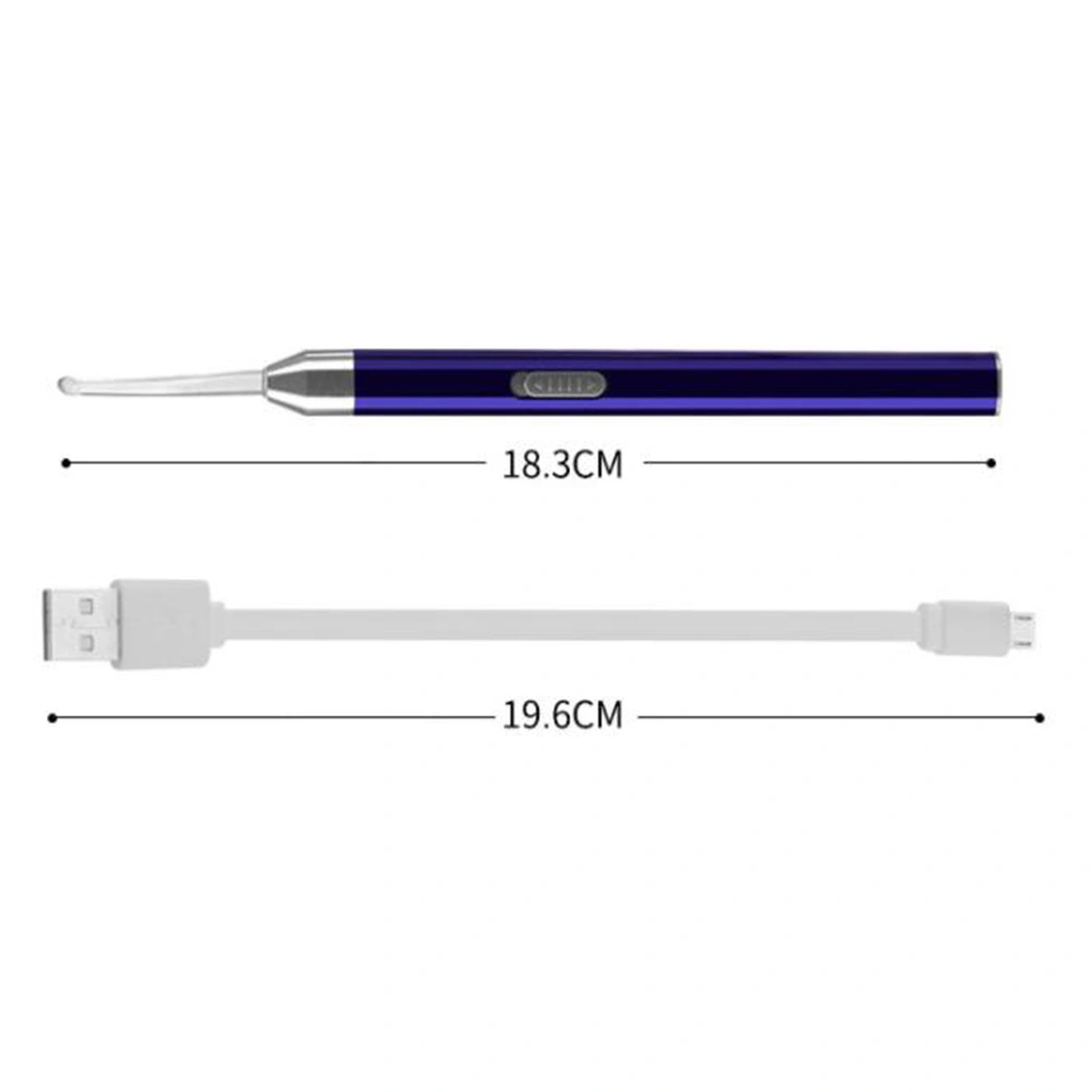 Charging LED Flashlight Earpick Earwax Removal Tools Safe Earwax Remover for Babies Children (Blue)