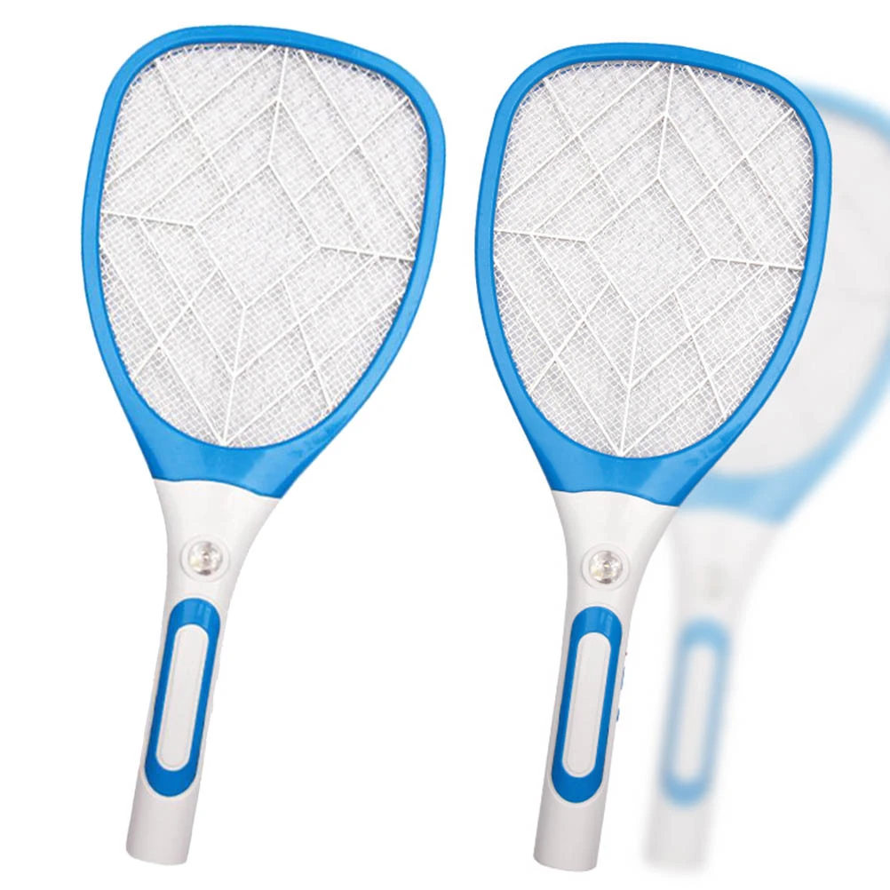 USB Charging Fly Swatter Electronic Swatter Mosquito Pest Control with Light and Handle (Blue)