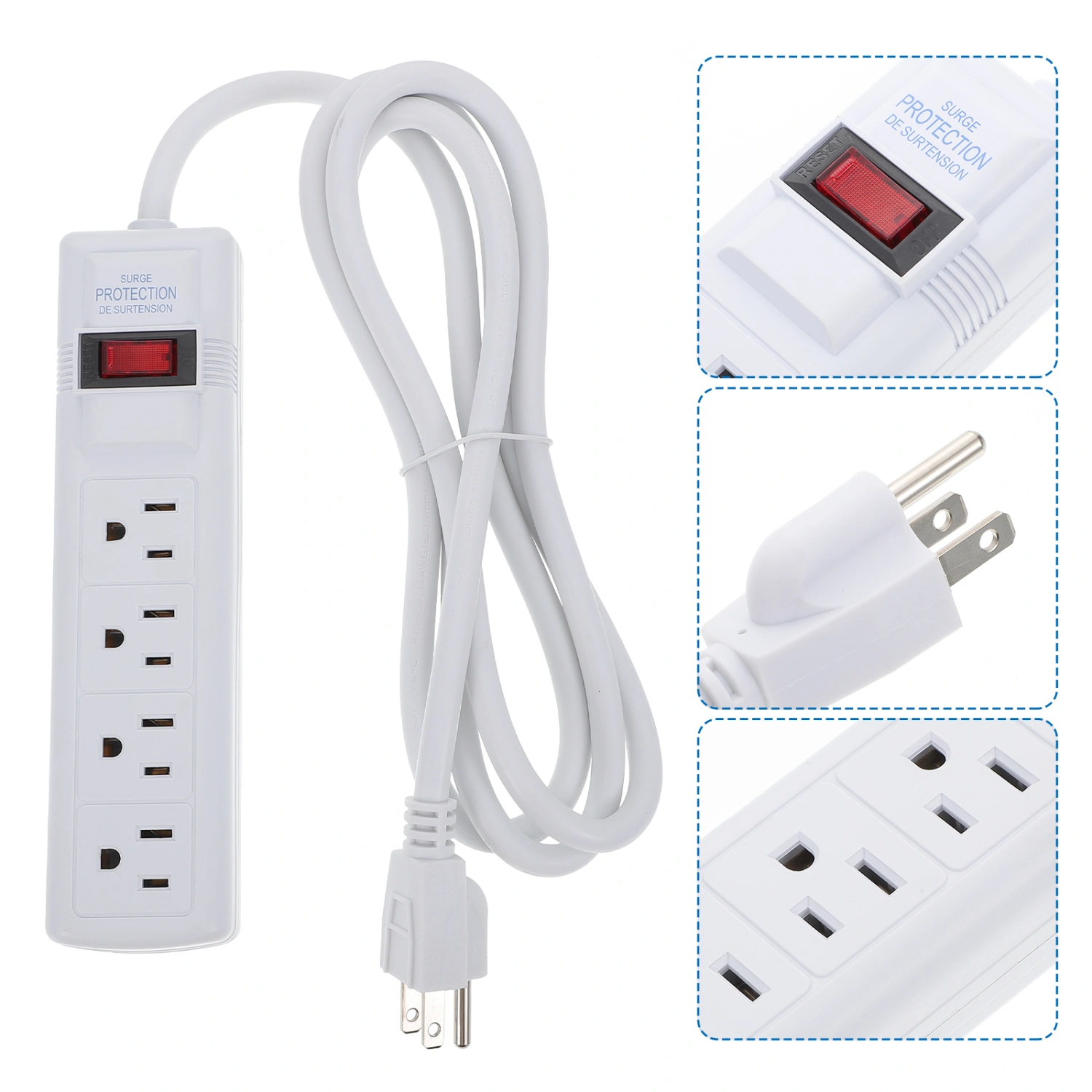 Power Strip 4-slot Multi-function Home Power Outlet Extension Socket US Plug