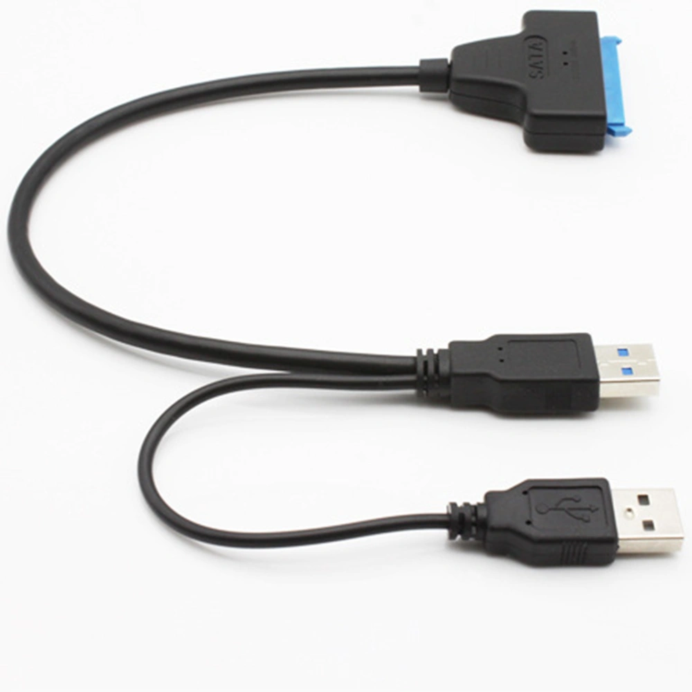 Dual USB3.0 to SATA Adapter Cord 22pin 2.5 Inch Hard Drive Data Cable USB To Sata Easy Drive Line (Black)