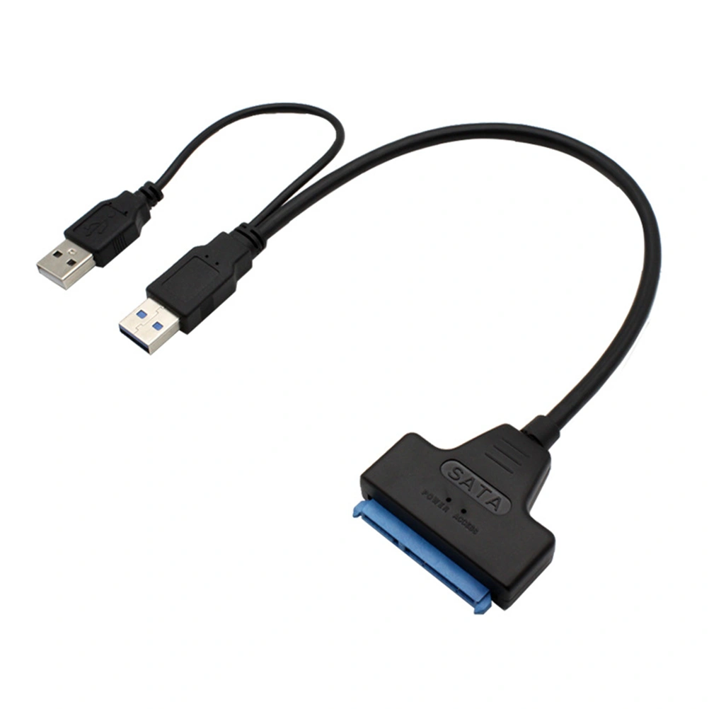 Dual USB3.0 to SATA Adapter Cord 22pin 2.5 Inch Hard Drive Data Cable USB To Sata Easy Drive Line (Black)