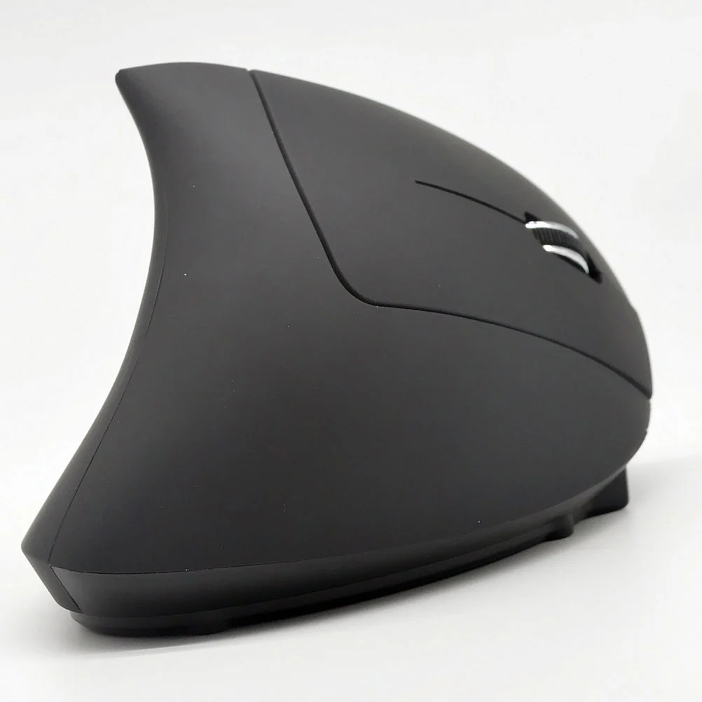 1Pc Vertical Mouse Wireless Vertical Comfortable Mouse Ergonomic Mouse Dry-cell Model Mouse (Black)
