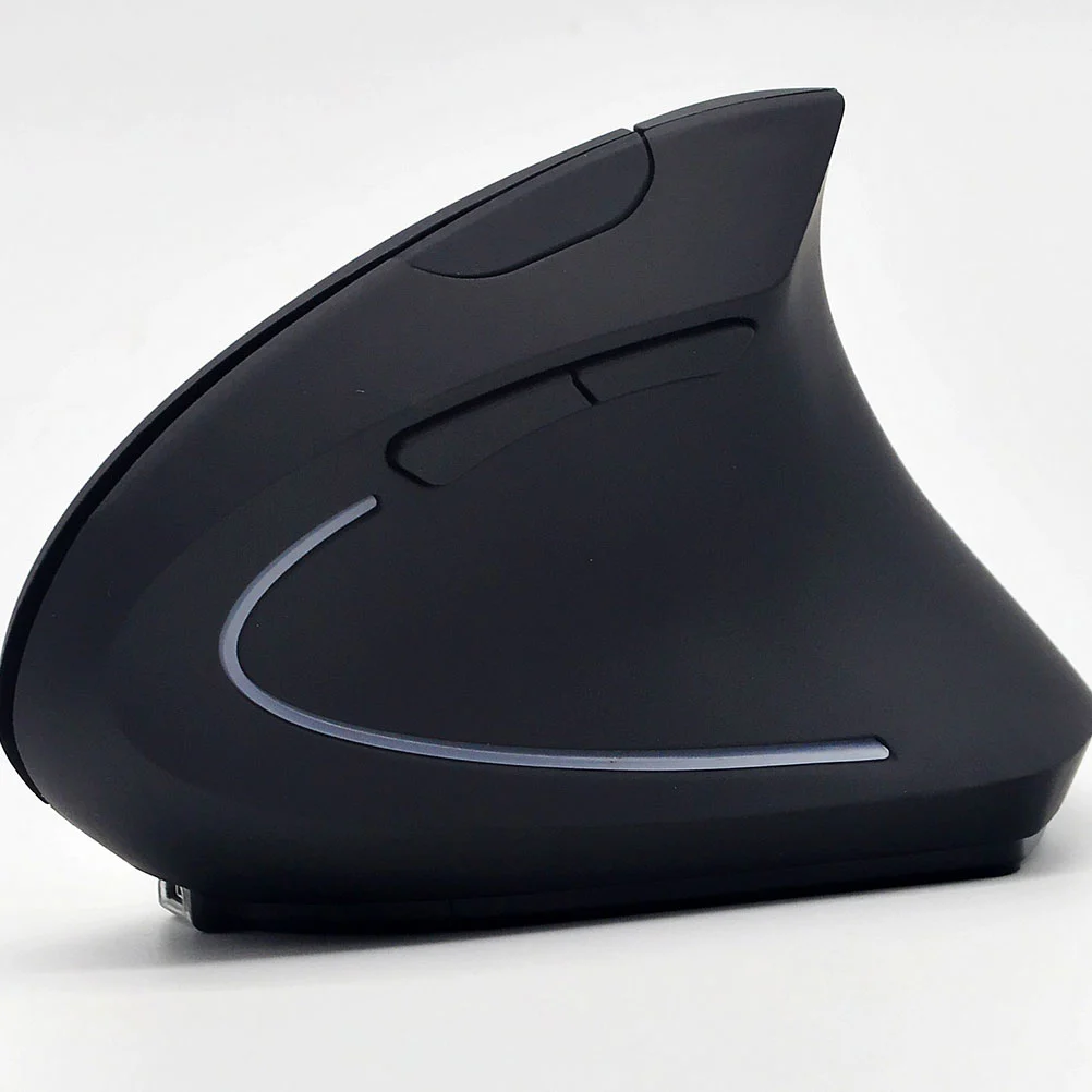 1Pc Vertical Mouse Wireless Vertical Comfortable Mouse Ergonomic Mouse Dry-cell Model Mouse (Black)