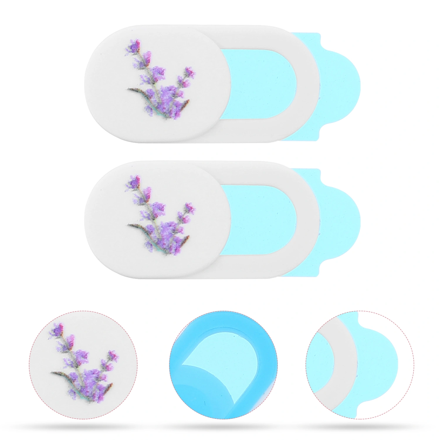 3pcs Lavender Pattern Laptop Phone Camera Covers Slide Adhesive Webcam Blocker
