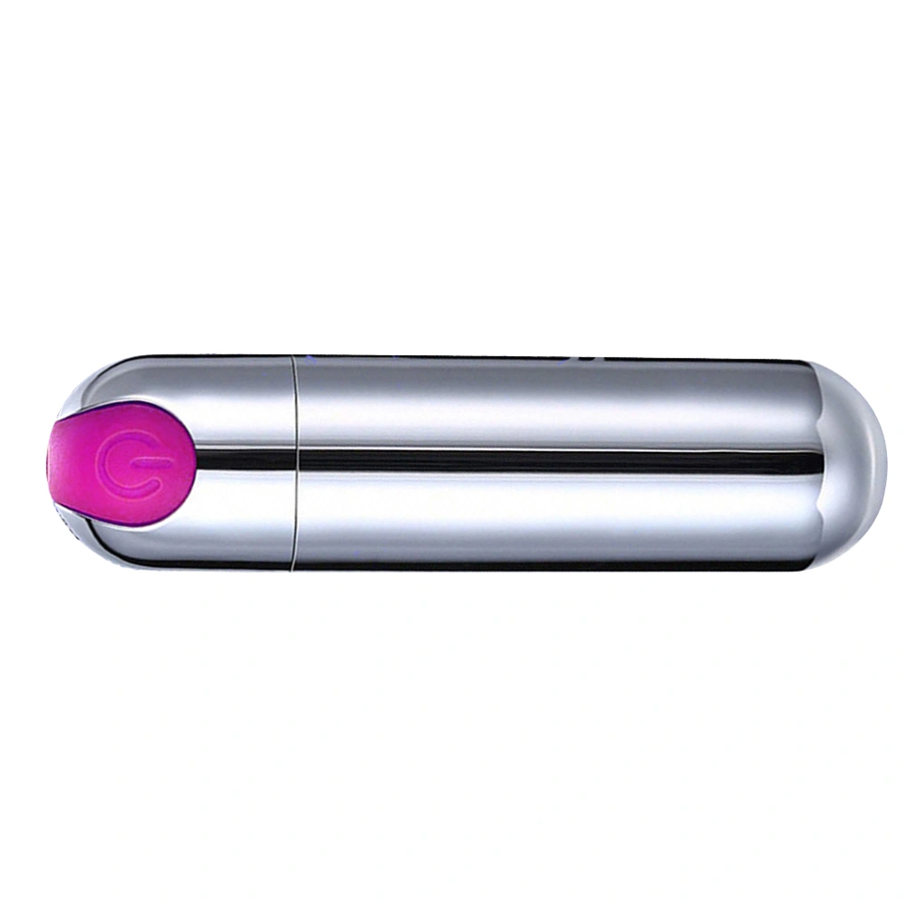 1PC Mini Oscillator USB Rechargeable Vibrator Wireless Massage Stick Sex Flirting Toy (Silver Plated, Pink Button)