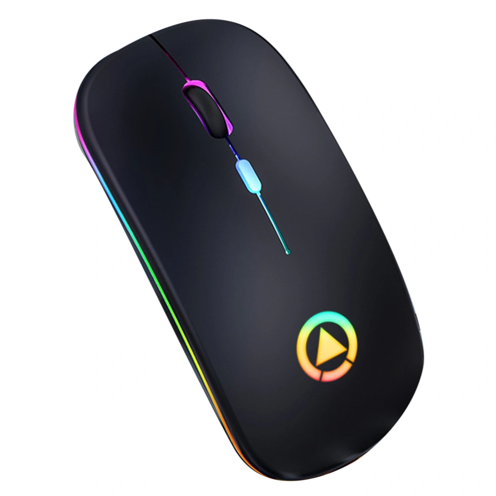 1pc Rgb Colorful Luminous Wireless Mute Charging Mouse Electronic Coumputer Mouse for Professional Use (Black)