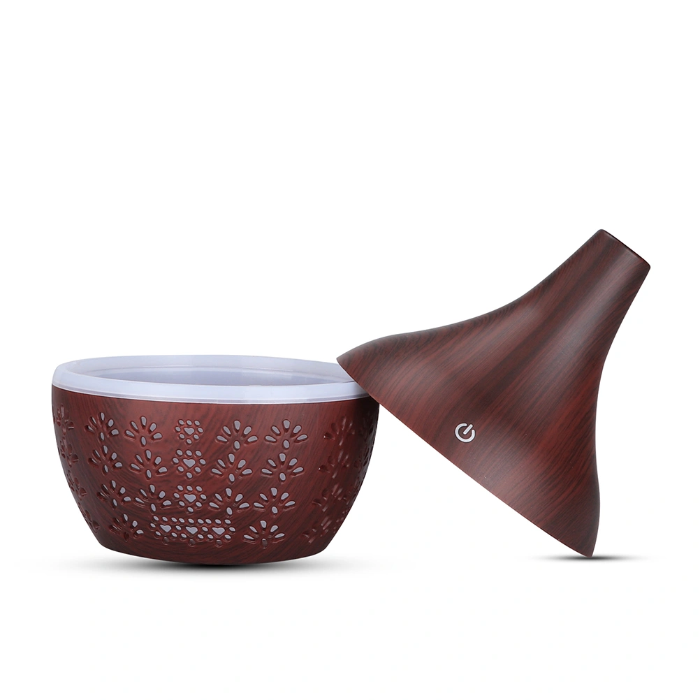 Hollow-Out Air Cleaner Office Air Purifier Household Humidifier Aromatherapy Diffuser (Deep Wood Grain USB)