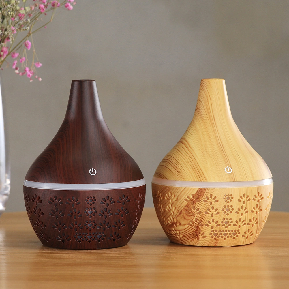 Hollow-Out Air Cleaner Office Air Purifier Household Humidifier Aromatherapy Diffuser (Deep Wood Grain USB)