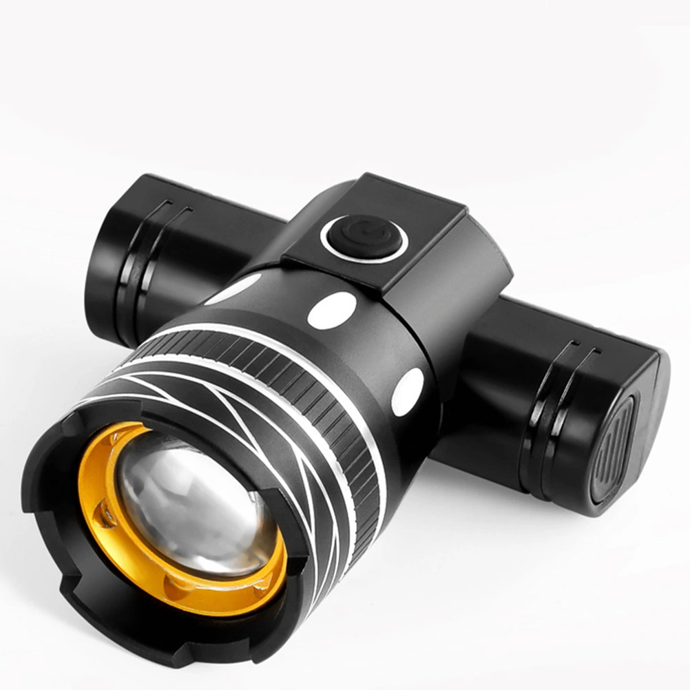 1Pc 300M Bike Lights USB Rechargeable Warning Light Front Light Super Bright Waterproof Headlight for Bike (Black)