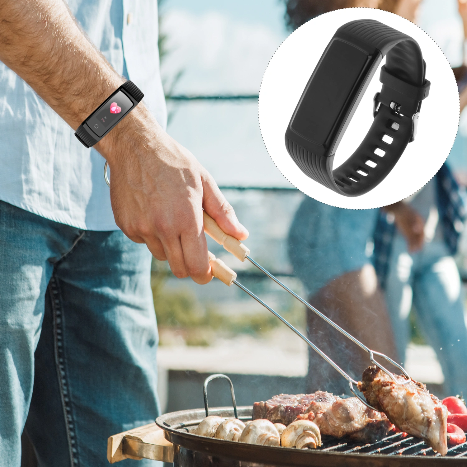 1pc Smart Wristband Color Screen Waterproof Blood Pressure Heart Rate Activity Fitness Smart Bracelet (Black)