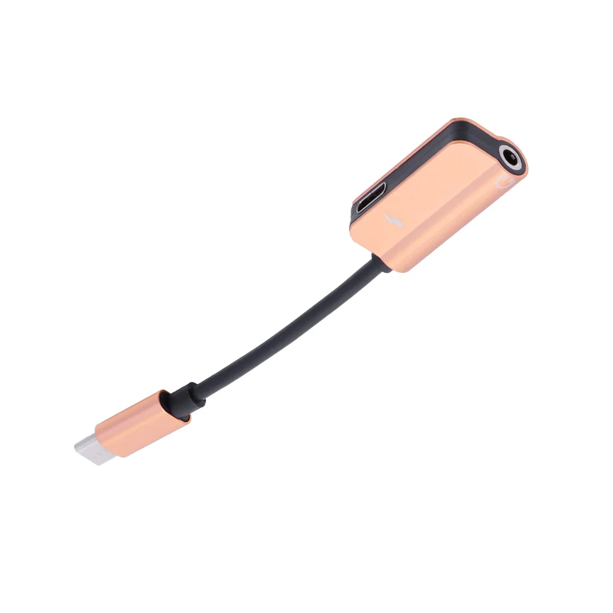 2-in-1  USB Type C to 3.5mm Earphone Adapter Charger USB-C Audio Cable 3.5 Jack Headphone Adapter for Phone (Golden)