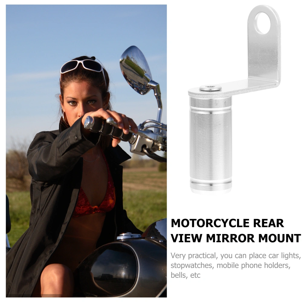 1pc Motorcycle Rear View Mirror Mount Extension Holder Motorbike Accessory (Silver)