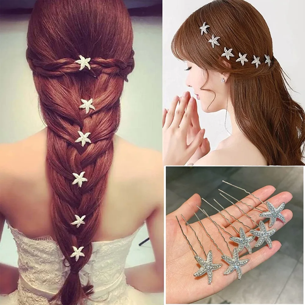 12pcs Bridal Rhinestone Hairpins Metal Hairpins Hair Clips Star Hair Styling Tools for Women Girls