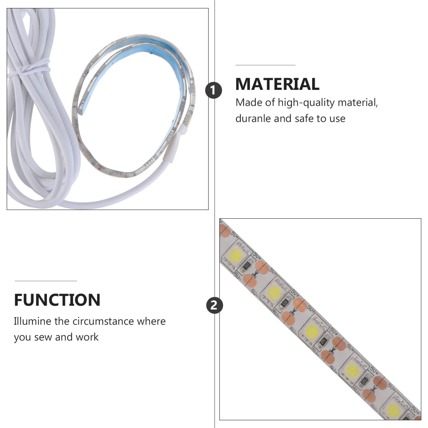 2pcs Eco-friendly LED Strip USB Powered Lighting Tool Useful Sticky Light Strip for Sewing Machine