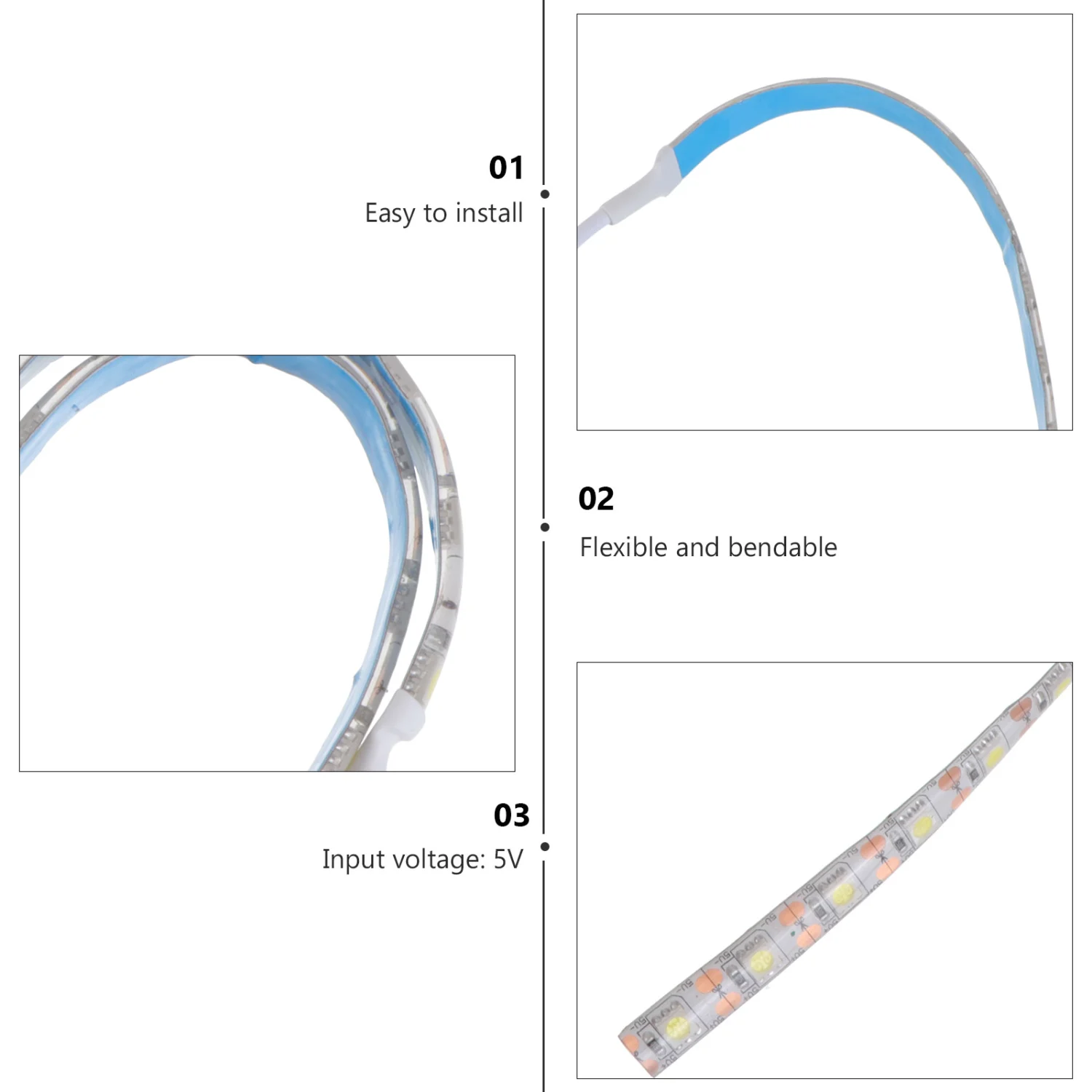2pcs Eco-friendly LED Strip USB Powered Lighting Tool Useful Sticky Light Strip for Sewing Machine
