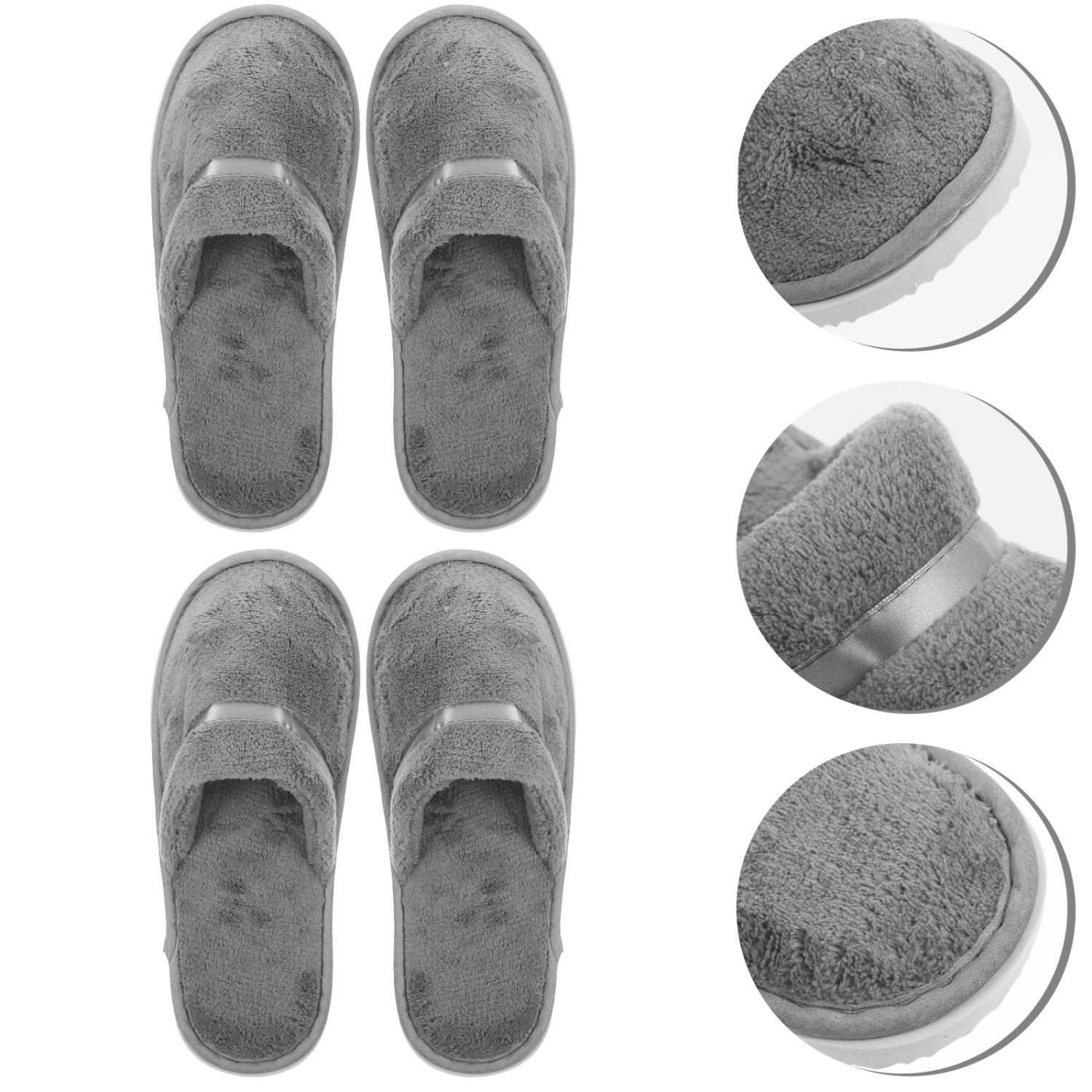 2 Pairs of Hotel Slippers Thick Coral Fleece Slippers Household Slippers Reusable Travel Slippers