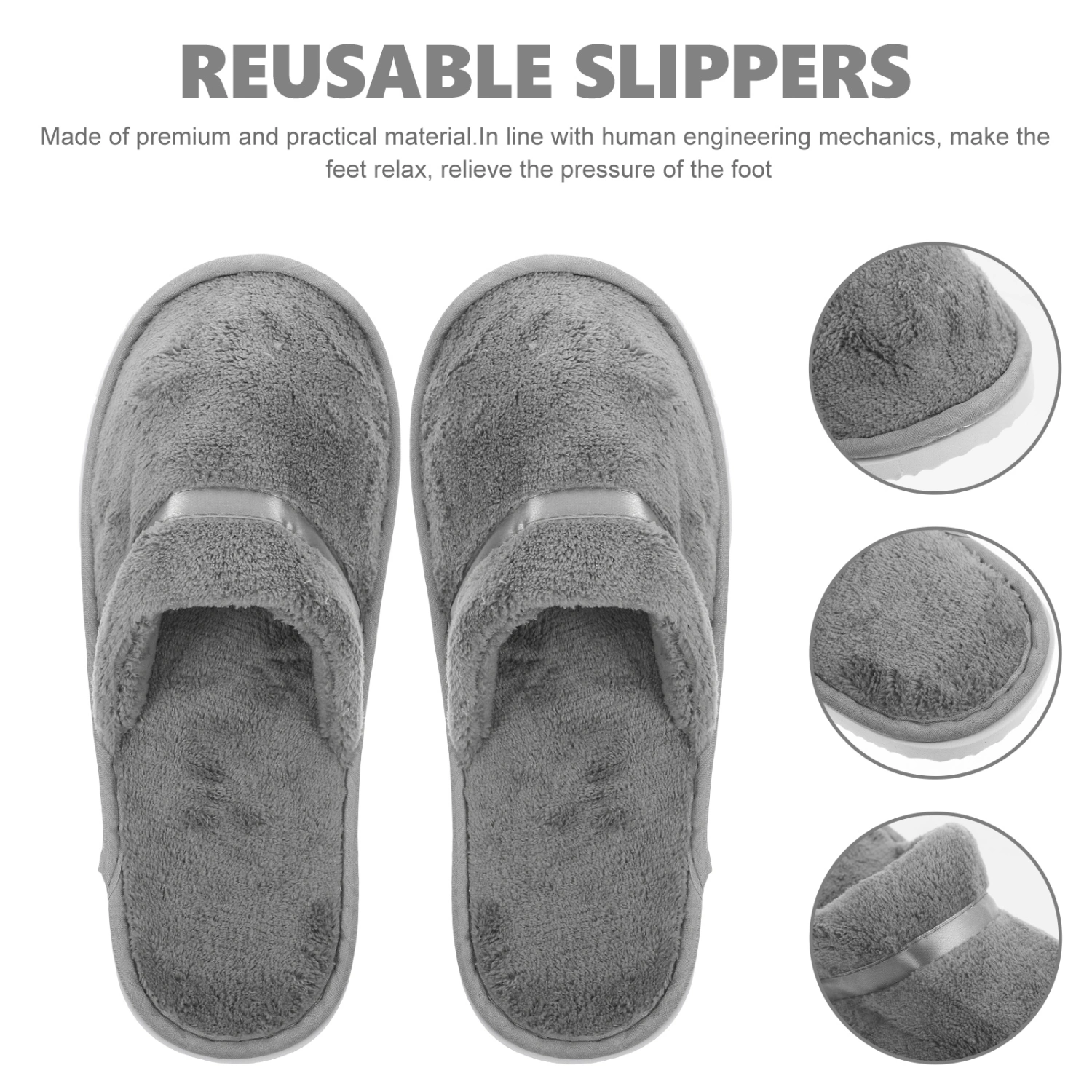 2 Pairs of Hotel Slippers Thick Coral Fleece Slippers Household Slippers Reusable Travel Slippers