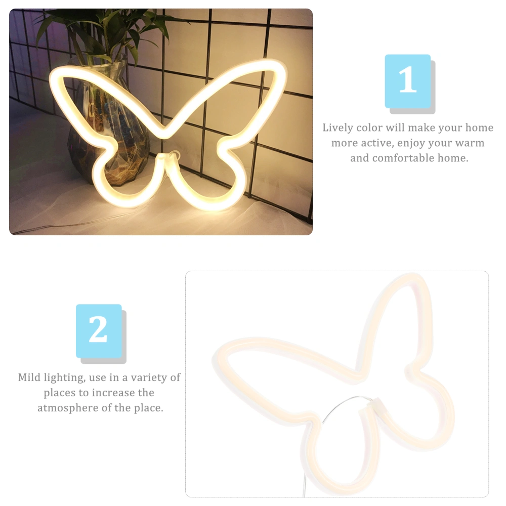 Butterflies Neon Signs Creative LED Wall Light Battery Desktop Neon Light Decor