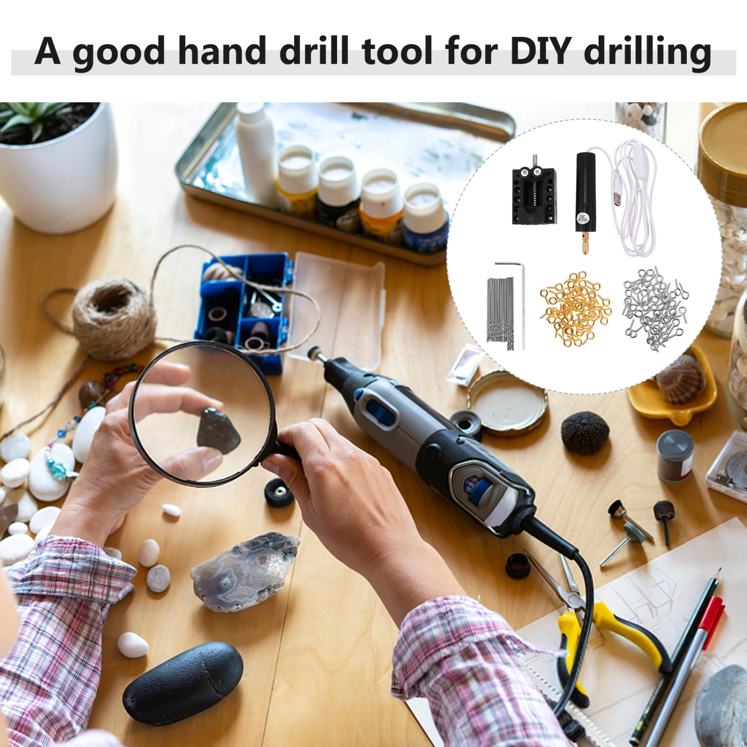 1 Set DIY Rotary Tools Portable DIY Electric Driller Hole Drilling Tools