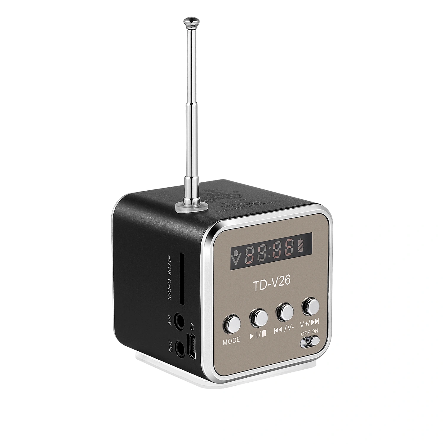 Mini Speaker Wireless Outdoor Portable Speaker LED Display Speaker Radio for Outdoor Travel (Black)