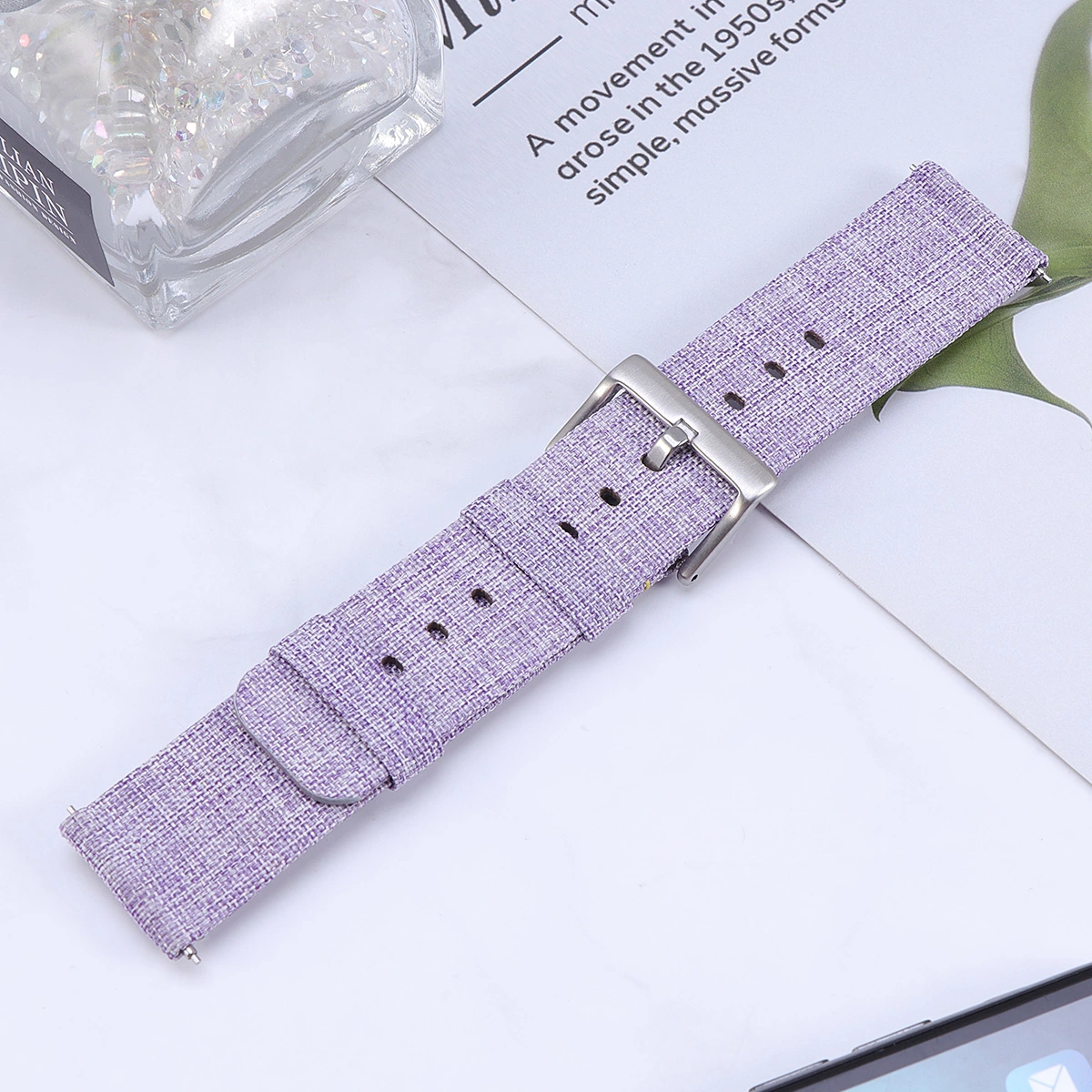 Delicate Canvas Strap Smartwatch Replaces Strap Compatible for Fitbit Versa (Purple)
